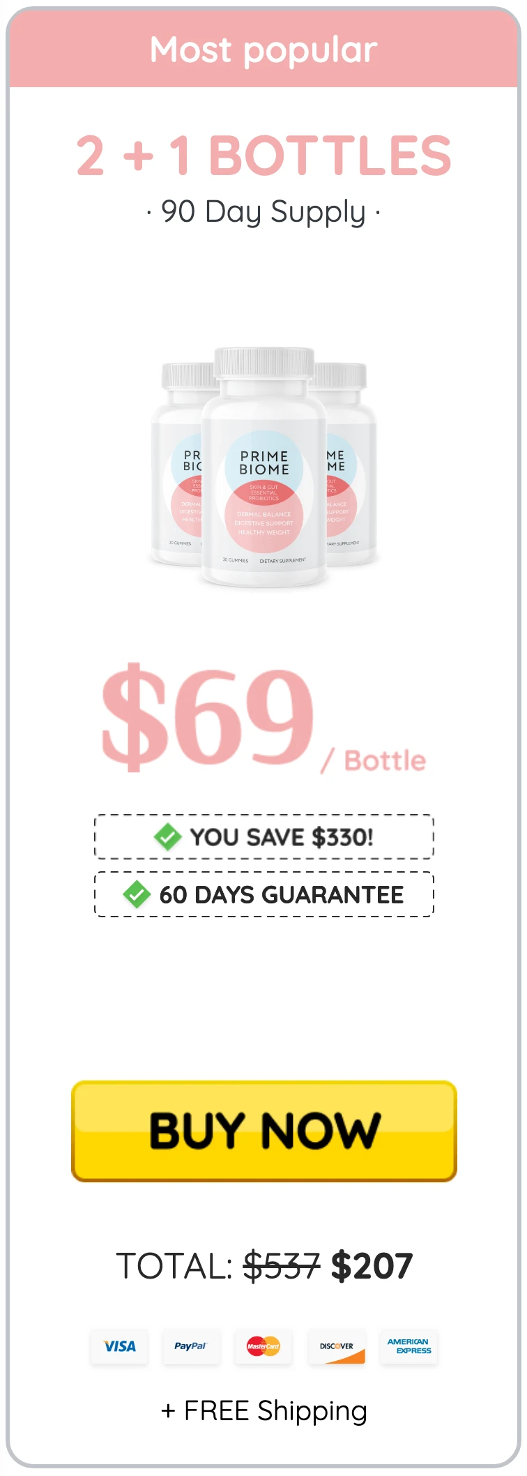 PrimeBiome 3 bottles